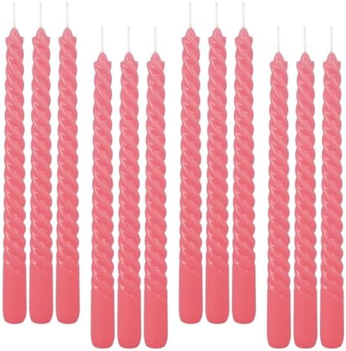 12-Pack Pink Spiral Taper Candles – 10 Inch Elegant Dripless & 10-Hour Burn – Long-Lasting Decorative Candles for Weddings, Birthdays, Parties, Church, Home Decor & Romantic Dinners - Image 3