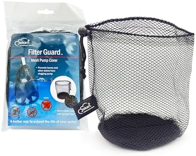 Jokari Nylon Pool Pump Filter Protection Mesh Bag with Sponge Base | 6x6x8 Inch Filters. Prevents Clogging, Protects Pump from Large Debris. Durable, Easy-to-Use Net Cover, Cleaner Pools