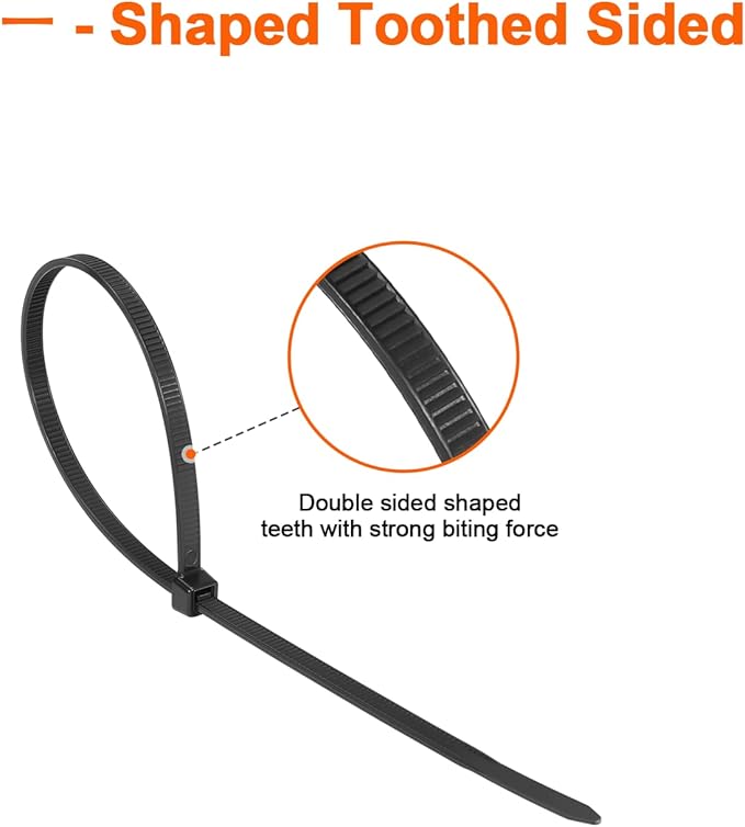 Assorted Zip Ties (400 Pack) - 6+8+12+14 Inch Double Sided Toothed, 100 LBS Tensile Strength. Heavy Duty Self-Locking Adjustable Nylon Cable Ties, More Durable for Indoor & Outdoor Use.