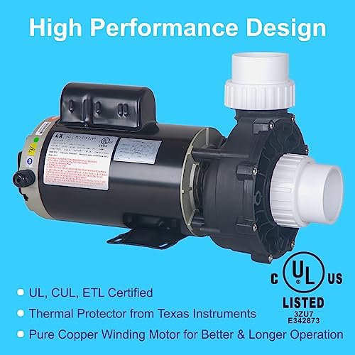 4HP Hot Tub Pump - 2 Speed LX SPA Pump Motor 230V, Connect to 2.5" Port, Super Flow Rate 267GPM (Mode: 56WUA400a-II)