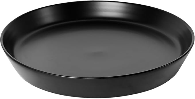 Ceramic Plant Saucer Tray 2 Pcs 3 4 Inch Black, 4.2" OD x3.5 ID x0.7 Deep| Round Sturdy Heavy Duty Glazed Bevel Planter Drip Flower pots with Catch Basin for Indoor Outdoor Plants(3" Black)