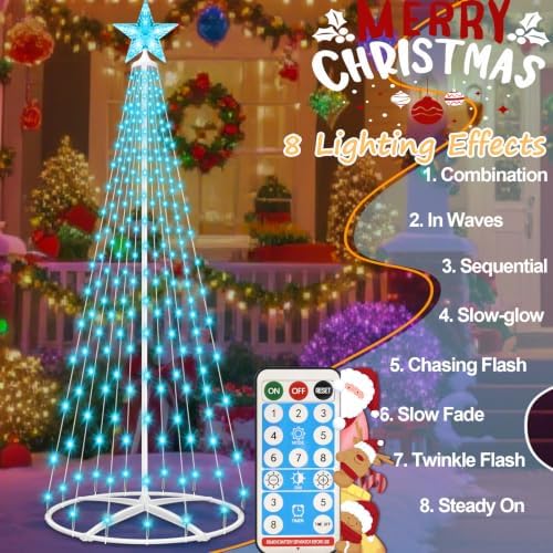 Outdoor Solar Christmas Tree Lights, 5FT Lighted Artificial Cone Tree - Image 3