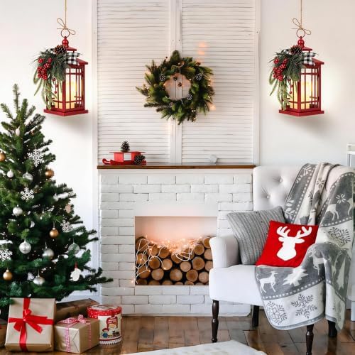 Metal Christmas Vintage Candle Lanterns with Remote Control and Led Light - Image 2