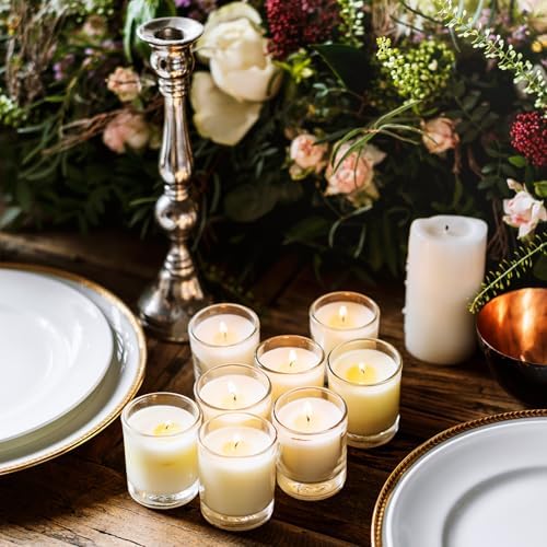 48 Pack Unscented Clear Glass Filled Votive Candles. Hand Poured Wax Candle Ideal Gifts - Image 2