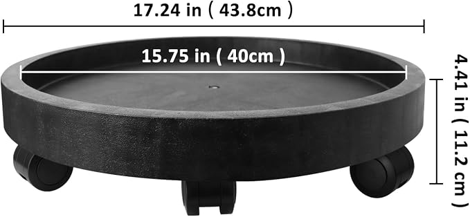 2Pack 17.2'' Large Plant Stand with Wheels, Plant Stand Dolly for Heavy Planter,Wheeled Planter Saucer Tray,Rolling plant stand,Heavy-Duty Plant Caddy with Casters for Indoor and Outdoor(Black)