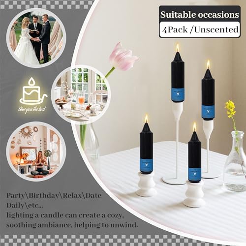 Unscented Dripless Taper Candles Black 5INCH Smokeless Short Taper Candlesticks for Dinner Weddings Birthday Party Home Décor - Image 3
