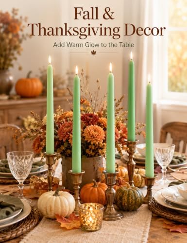 4 Shade of Gradient Green Taper Candles for Home Décor Spring - Image 6