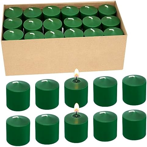 10 Hour Green Votive Candles for Weddings Party Spring and Emergency, Set of 36 Unscented Bulk Candles for Restaurants and Home Decoration by Unknown