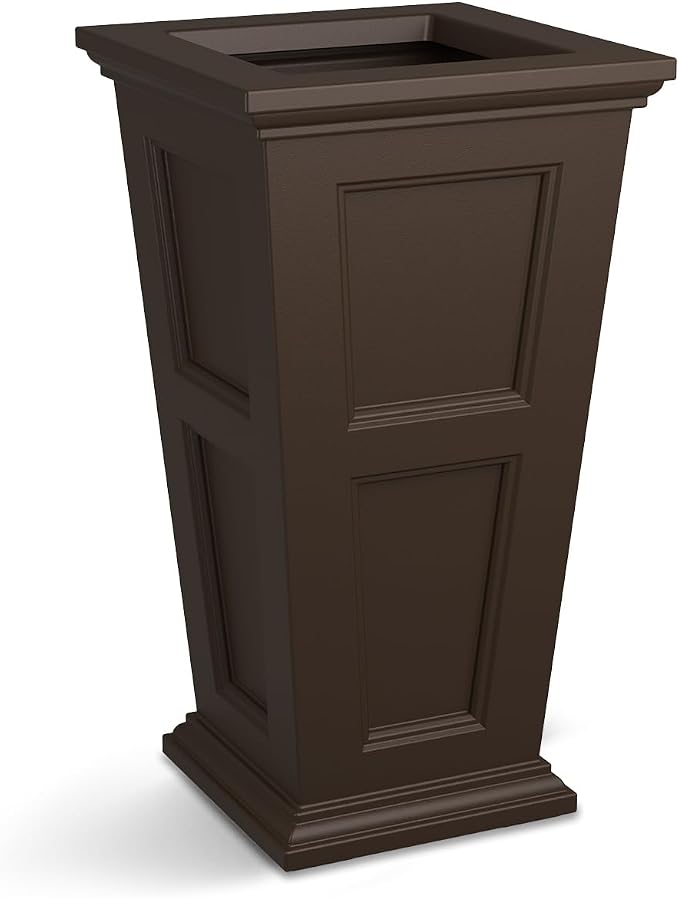 Mayne Fairfield 28-Inch Tall Planter – Self-Watering, Weather-Resistant Planter for Flowers – Durable Outdoor Design for Patio, Porch, or Entryway