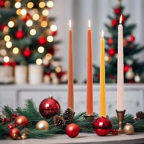 4 PCS Citrus Scented Taper Candles Gradient Orange Candlesticks Smokeless Candle Colorful Long Candles 10 inch for Christmas Wedding Festival Home Decor - Image 2