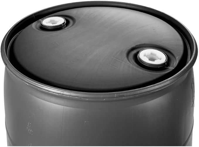 55 Gallon Water Storage Barrel, BPA Free, Emergency Water Supply - Eco Friendly - Made in USA (BLACK)
