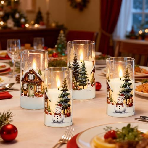 Christmas LED Glass Flameless Candles Battery Operated with Remote Timer - Image 2