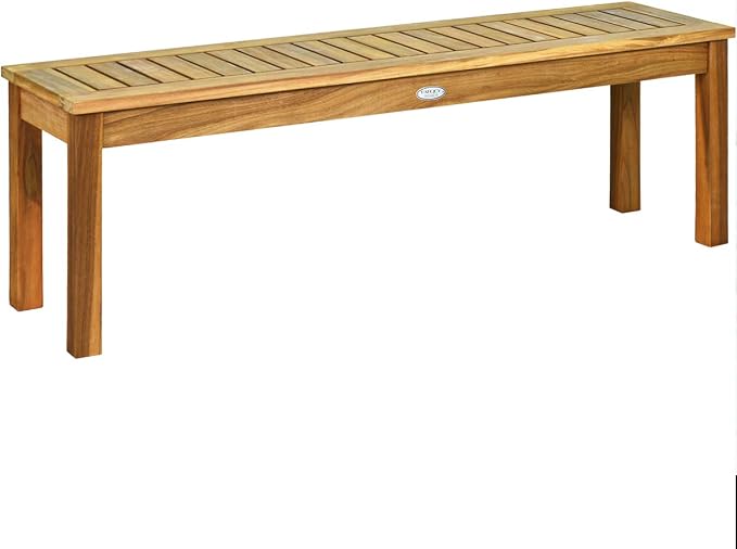 Tangkula 52 Inches Acacia Wood Outdoor Bench for Dining Room, Entryway, Poolside, Garden - Patio Backless Dining Seat with Slatted Design, Ideal for Outdoors & Indoors