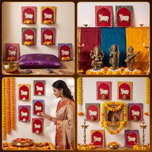 DoubleFill 20pcs Diwali Wooden Candle Holders for Wall Decor, Cow - Image 6