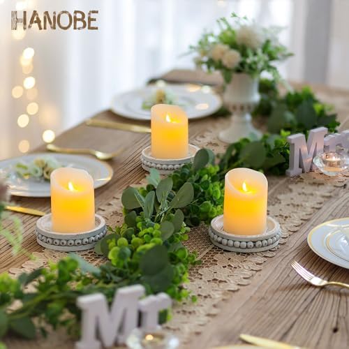 Hanobe Wooden Candle Holder for Pillar Candles Set of 3 Candlestick Holders - Image 6