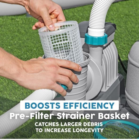 Bestway 1,500 GPH Above Ground Swimming Pool Sand Filter Pump | Compatible with Pools: 300 to 11,200 Gallons, Corrosion-Resistant Tank, Pre-Assembled, Low-Maintenance Pump with Adapters