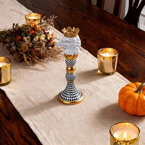 Checkered Animal Candle Holders, Resin Black White Checkered Tiger Head Candlestick Holders, Cute Black-and-White Pillar Candle Stand Home Decorations (Eagle) - Image 5