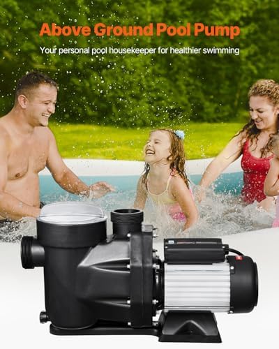VEVOR Above Ground Pool Pump, 2.5 HP, 148 GPM Max Flow Single Speed Swimming Pool Pump, 220V 3450 RPM 62 ft Max Head Lift with PP Shell Strainer Basket, 122°F Max Water Temperature, for Hot Tubs Spas