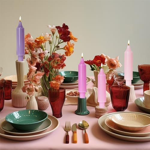 Taper Candle Sticks Short Taper Candles 6 inch Unscented Dinner Candle Dripless for Home Decor,Set of 4,Gradient Pink - Image 2