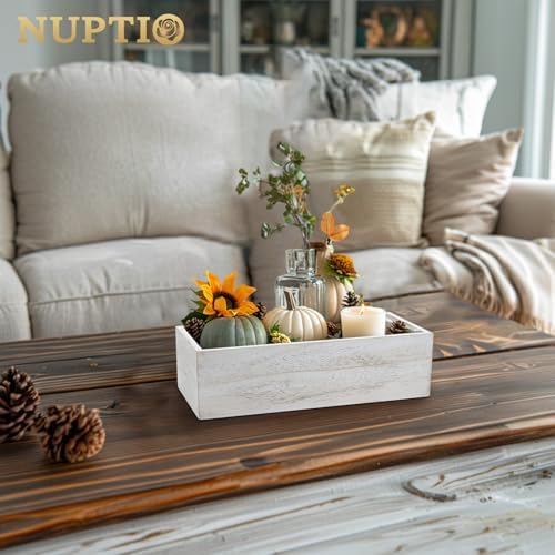 NUPTIO Wooden Box Centerpieces, Rectangle, 11.8" Long, Whitewashed, 6 Pcs - Image 3