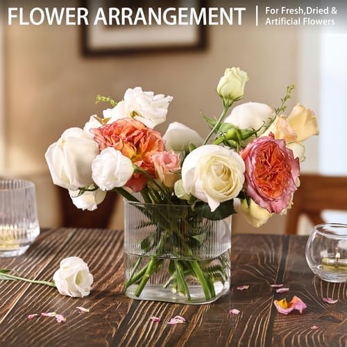 6 Pack Square Glass Vases for Centerpieces 4" x 4" x 4", Clear Flower Vases - Image 6