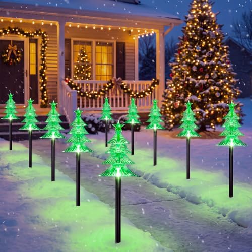 Solar Tree Pathway Lights Outdoor Christmas Decorations, 10 PCS by TOWPONICS