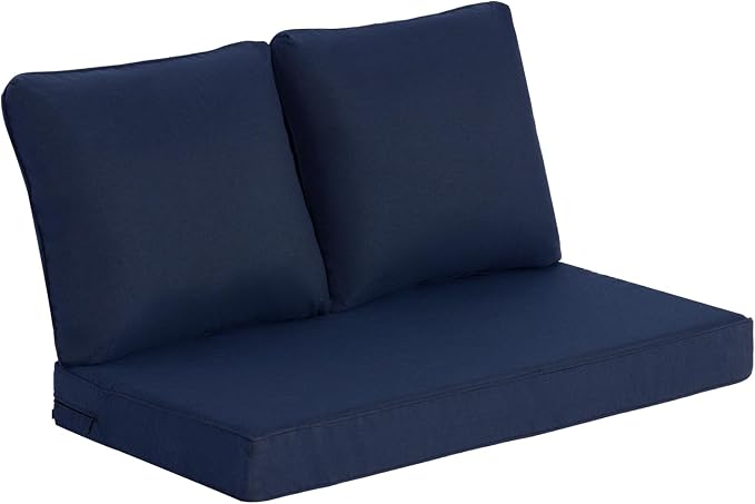 Goodgoods 48 x 24 Outdoor Loveseat Cushion Set, 1000+Hours Fade-Resistant & Water-Resistant Outdoor Furniture Chair Cushions with 30D High-Resilience Foam for Couch, Bench, and Swing, Midnight