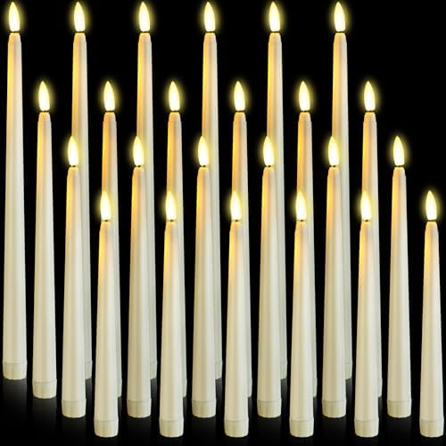 Rossesay 24 Pcs Flameless LED Taper Candles Battery Operated Candle 8.5", 9.65", 10.8", 12.8" Flameless Candlesticks Flickering for Christmas Church Wedding Indoor Decoration(Classic, Ivory) by Rossesay