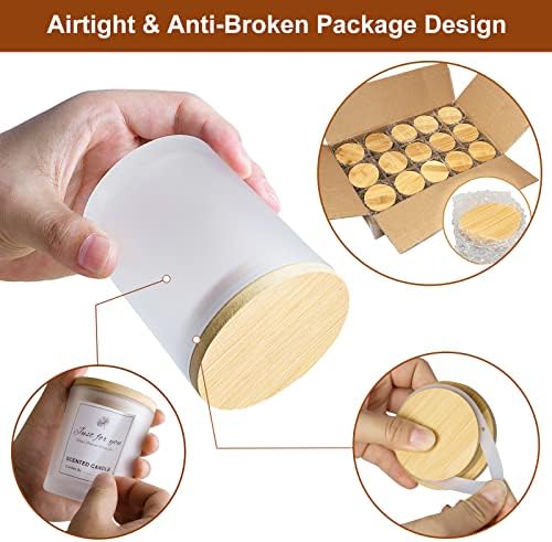 CONNOO 15 Pack 7 OZ Frosted Empty Candle Jars with Bamboo Lids - Image 5