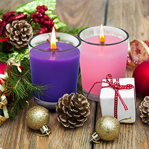 12 Packs Advent Candles with Clear Glass Holder, 9 Purple and 3 Pink Votive Candles, Unscented Seasonal Celebration Candles for Christmas Table Decoration, 1.8oz, KFUS-12VOT-ZIFEN - Image 6