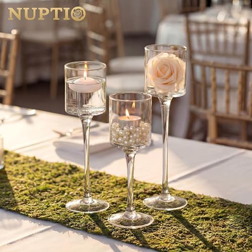 NUPTIO Glass Candle Holders, Set of 30 Stemmed Holders for Floating Candles - Image 5