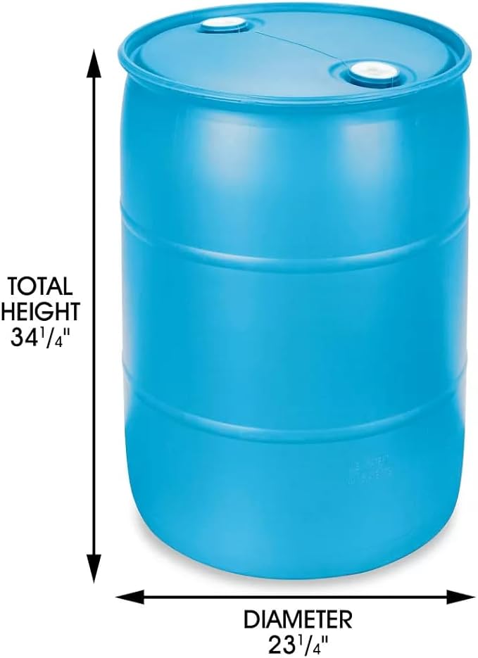 55 Gallon Water Storage Barrel, BPA Free, Emergency Water Supply - Eco Friendly - Made in USA (YELLOW, 55 GALLONS DRUM)
