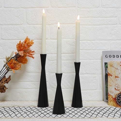 Set of 3 Taper Candle Holders Metal Candlestick Holders Table Mantel Decorative Candle Stand for Dinning,Party，Wedding,Home Decor(Matte Black) - Image 3