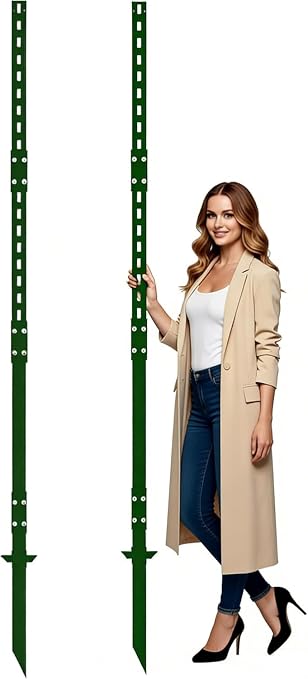 8 Ft Sign Post for Outside, Heavy Duty Yard Signs Stakes, 96 inch Metal Lawn Pole with Holes for Events, Parking, Garage, Bar, Easy Assembly,Rust-Resistant Durable DIY 2Pcs Green