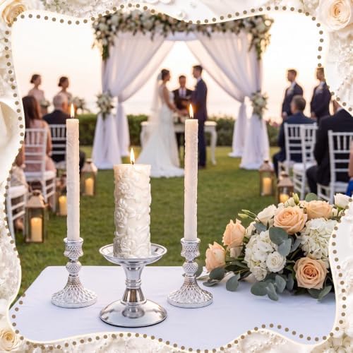 Irenare Unity Candles for Wedding Ceremony with Holder,Plain - Image 3