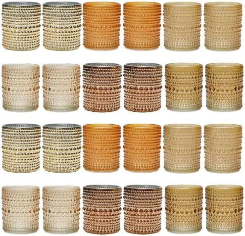 WDHODEC Gold Candle Holders 24 PCS, Glass Votive Tealight Candle Holders for Fall Thanksgiving Christmas Table Centerpiece Wedding Decorations by WDHODEC