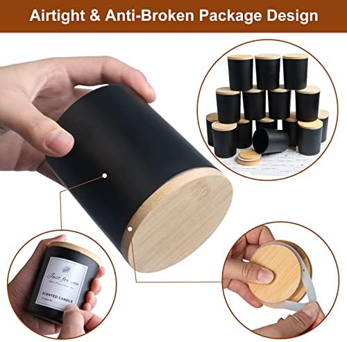 CONNOO 15 Pack 7 OZ Matte Black Candle Jars with Bamboo Lids - Image 5