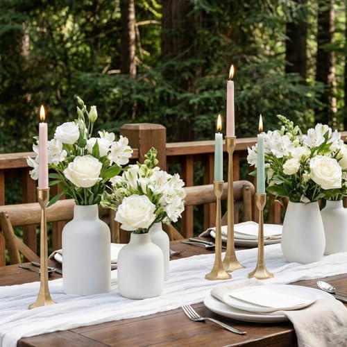 Gold Iron Taper Pillar Candle Holders Set of 3 Rustic Candlestick Holders - Image 2