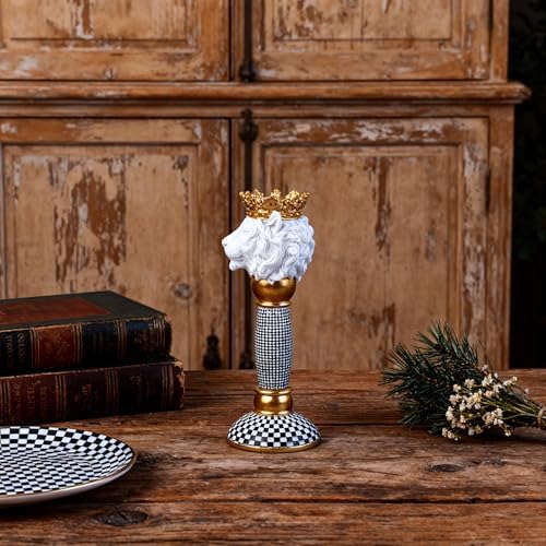 Checkered Animal Candle Holders, Resin Black White Checkered Tiger Head Candlestick Holders, Cute Black-and-White Pillar Candle Stand Home Decorations (Tiger) - Image 4