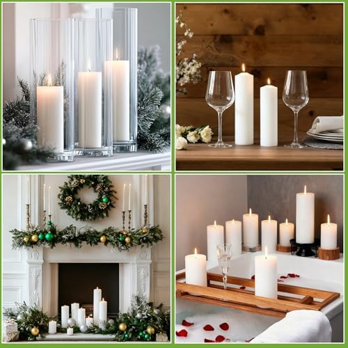 Pillar Candles White 6 Pack, 2.8x8 Inch Unscented Candle - Image 5