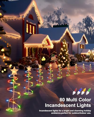 Spiral Christmas Tree Outdoor - 4 Pack Spiral Christmas Tree Pathway Lights Waterproof - Multicolor Spiral Lighted Xmas Trees Lights for Outside Garden Yard Porch, Christmas Decorations - Image 5