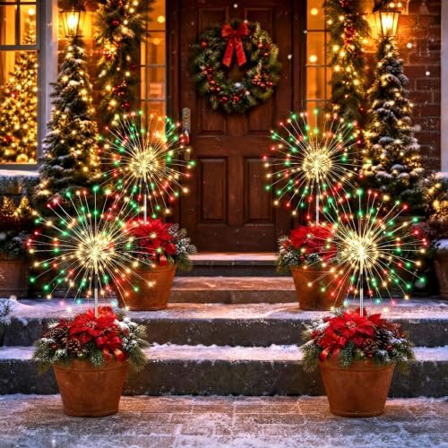 solar christmas lights outdoor, 4Pack Firework Lights Outdoor by Fairdeer
