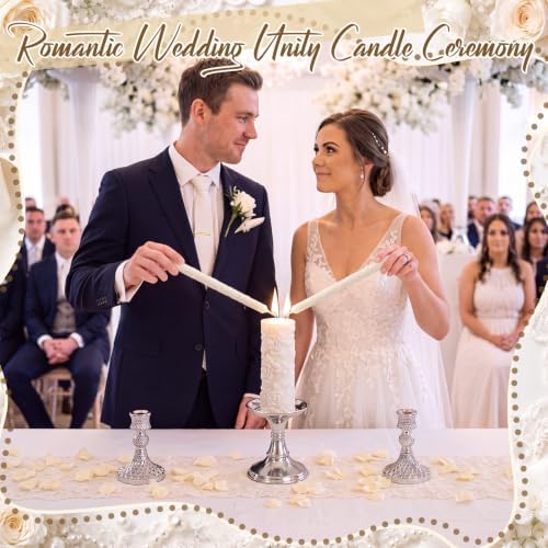 Irenare Unity Candles for Wedding Ceremony with Holder,Plain - Image 2