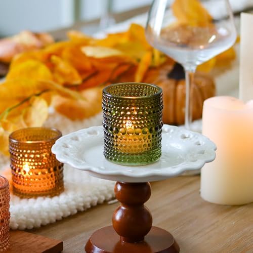 WDHODEC Brown Green Glass Tealight Candle Holders Set of 24 - Hobnail Vintage Votive Holders for Fall, Winter Wedding, Christmas Table Centerpiece Decor - Image 7