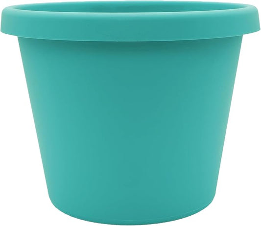 The HC Companies Prima Round Plastic Plant Pot w/Rolled Rim - Lightweight & UV Resistant Flower Pot for Herbs & More - Outdoor & Indoor Plant Pots w/Drainage (8 inch, Dusty Teal, Pack of 1)