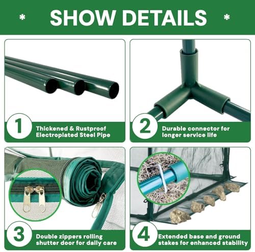 Crop Cage for Garden,98"x49"x49" Tunnel Plant Netting Cover with Zipper,Garden Bed Cover for Protection for Vegetables Fruits,Garden Cage for Plant and Animal - Image 5
