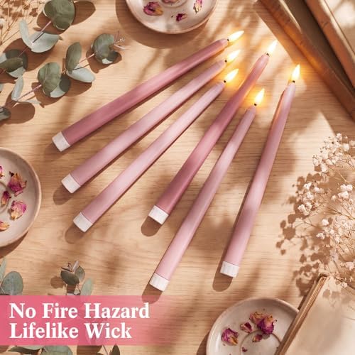 Macarrie 24 Packs Flameless Taper Candles Battery LED 11",Light Pink - Image 2