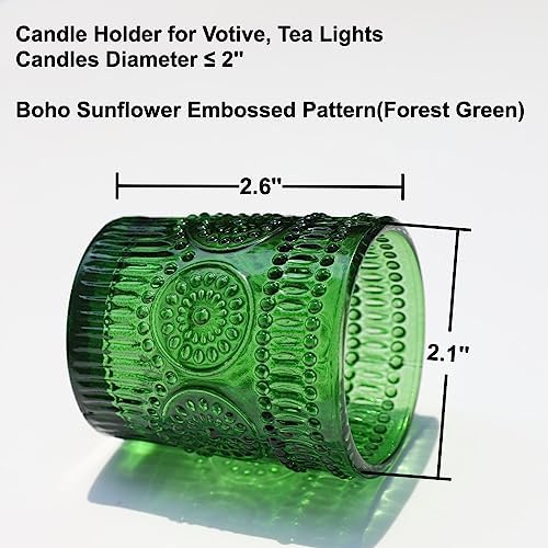 VOHO Green Candle Holder Set of 12, Sunflower Glass Votive Candle Holders - Image 3