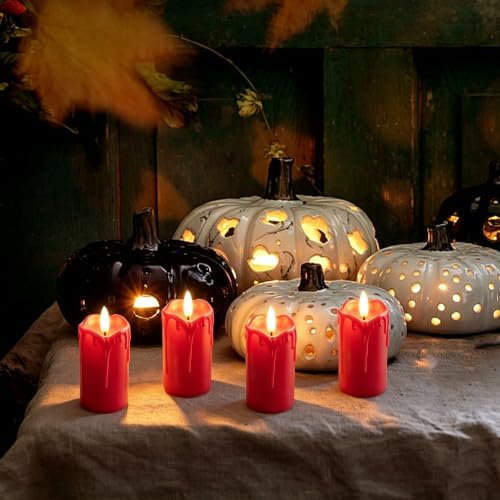 6 PCS Flameless Votive Candles with Timer Battery Operated Red - Image 2