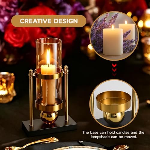 taotanra- Glass Vase Candle Holder Decor Gold Metal Frame with Black Base, Decorative Vase for Living Room & Dining Table - Image 5